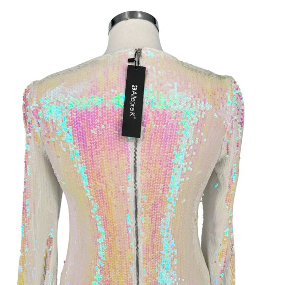 Allegra K Iridescent Sequin Long Sleeve Mini Dress White Size Medium NWT - Picture 8 of 15